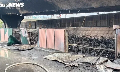 Hàng trăm xe máy cháy trơ khung dưới gầm cầu Vĩnh Tuy