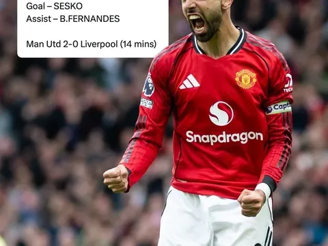 Fernandes được tính kiến tạo: MU chắc vị trí dự Champions League